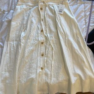 Fall Linen Skirt with buttons and drawstring